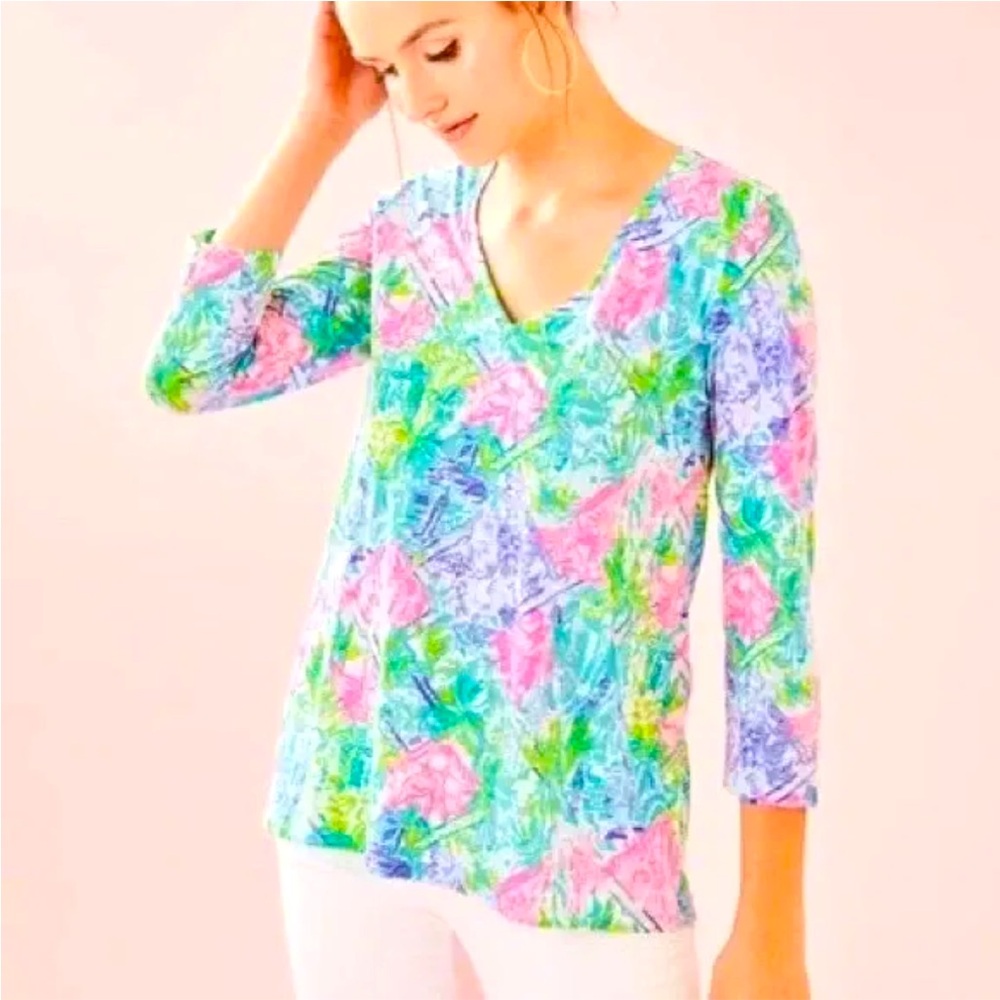 Lilly Pulitzer ETTA 3/4 Sleeve Top BOHEMIAN QUEEN Sz S